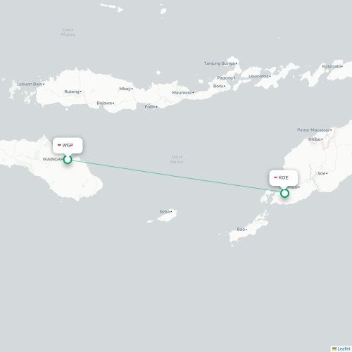 Mapa lotu bezpośredniego Waingapu – Kupang