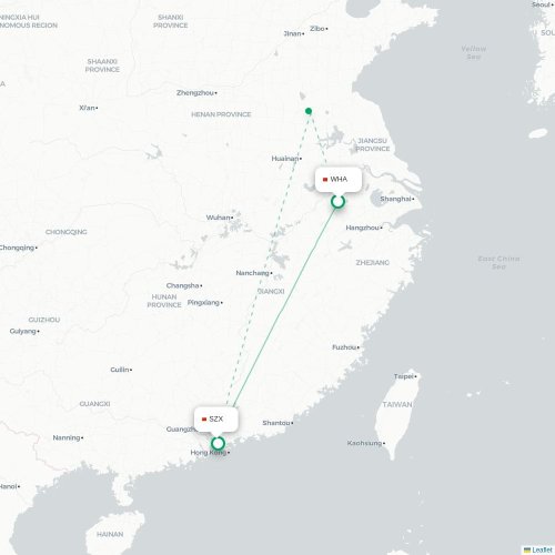 Mapa lotu bezpośredniego Wuhu – Shenzhen