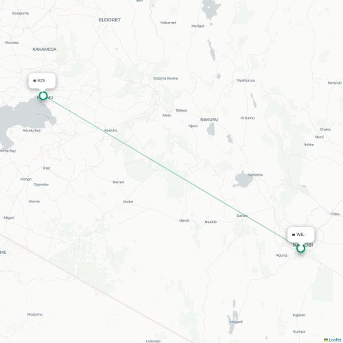 Nairobi - Kisumu kaart van rechtstreekse vlucht