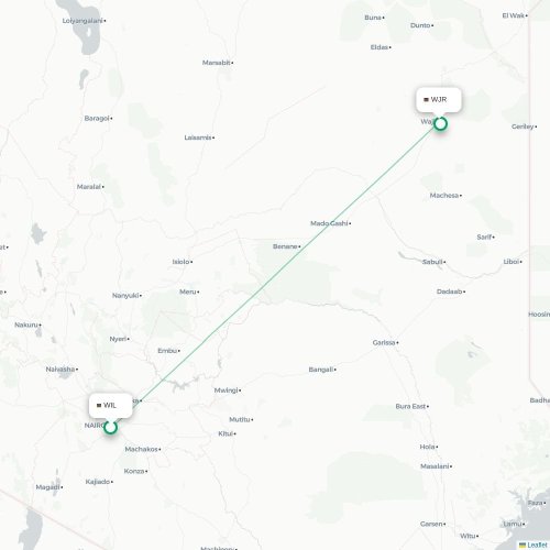 Mapa lotu bezpośredniego Nairobi – Wajir