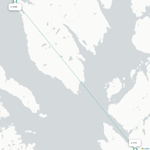 Mapa lotu bezpośredniego Meyers Chuck – Ketchikan