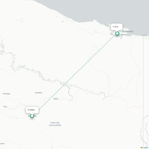 Mapa lotu bezpośredniego Wamena – Jayapura