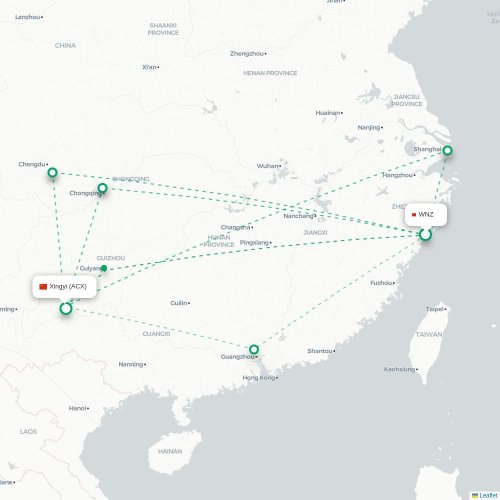 Mapa lotu bezpośredniego Wenzhou – Qianxinan
