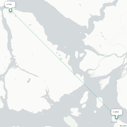 Mapa lotu bezpośredniego Wrangell – Petersburg