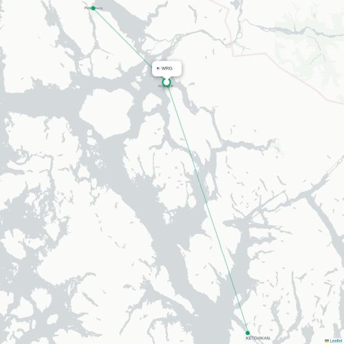 Mapa lotu bezpośredniego Wrangell – Ketchikan