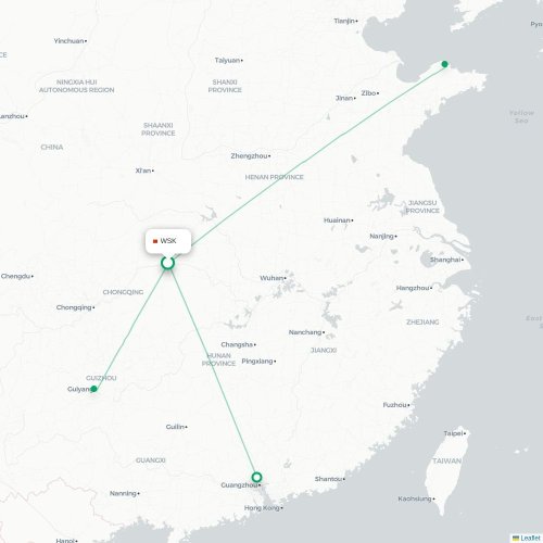 Mapa lotu bezpośredniego Chongqing – Guiyang