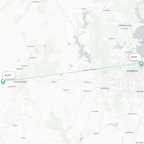 Mapa de vuelo directo Toowoomba City - Brisbane