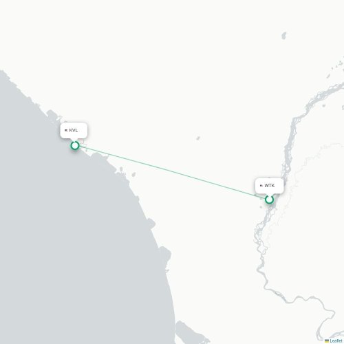 Mapa lotu bezpośredniego Noatak – Kivalina