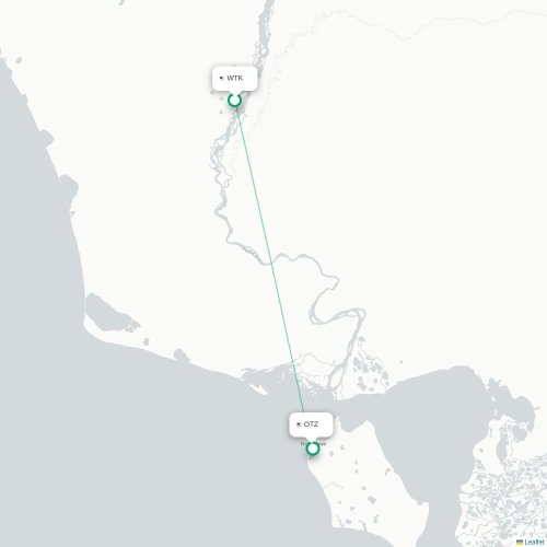 Mapa lotu bezpośredniego Noatak – Kotzebue