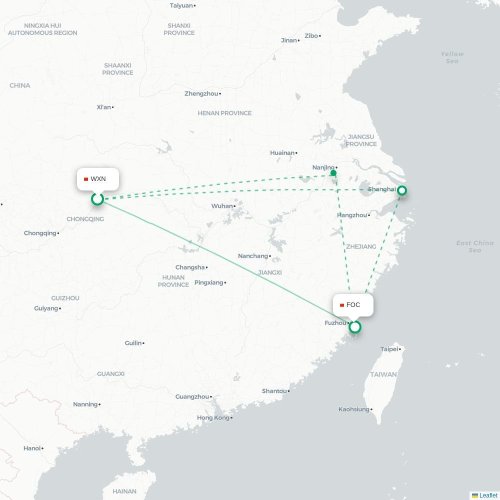 Mapa lotu bezpośredniego Chongqing – Fuzhou