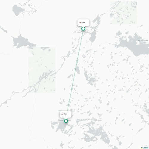 Mapa lotu bezpośredniego Bearskin Lake – Round Lake