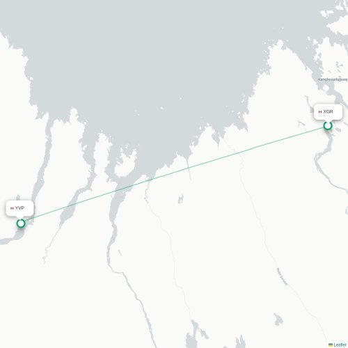 Mapa de vuelo directo Kangiqsualujjuaq - Kuujjuaq
