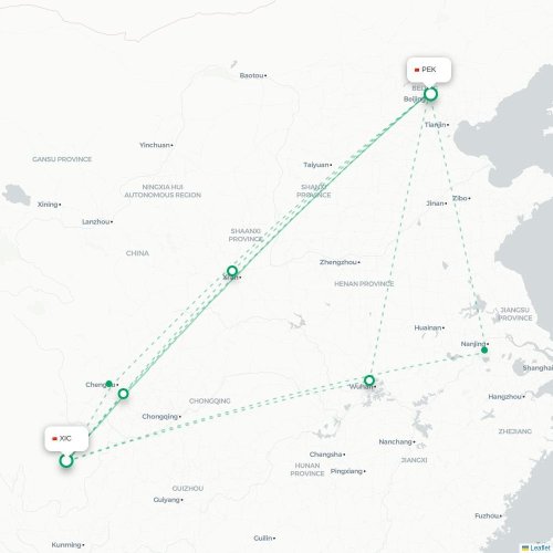 Mapa lotu bezpośredniego Liangshan – Pekin
