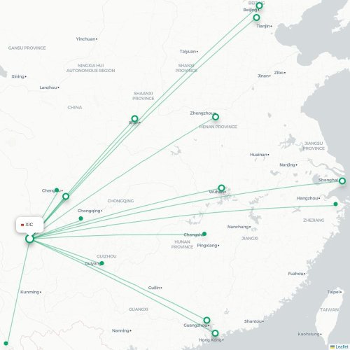 Mapa lotu bezpośredniego Liangshan – Yibin