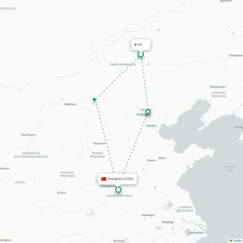 Mapa lotu bezpośredniego Xilinhot – Czengczou
