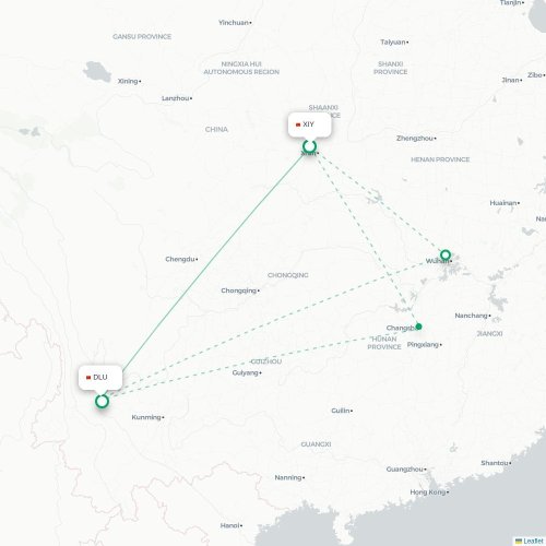 Mapa lotu bezpośredniego Xi'an – Dali