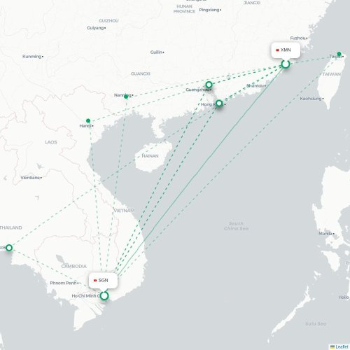 Mapa lotu bezpośredniego Xiamen – Ho Chi Minh