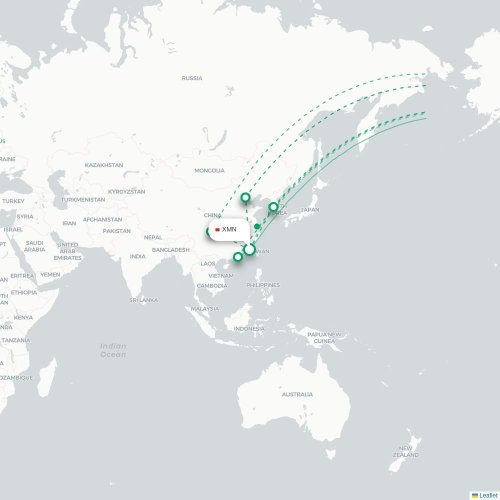 Xiamen - Vancouver karta över direktflyg