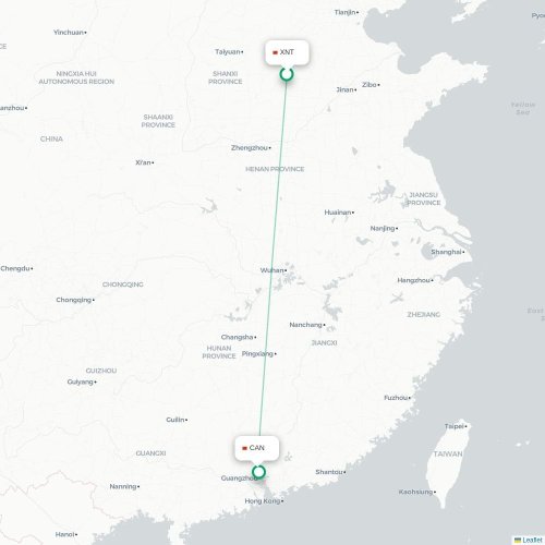 Mapa lotu bezpośredniego Xingtai – Kanton