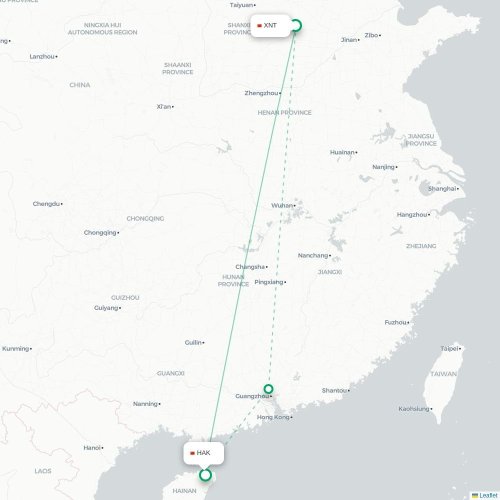 Mapa lotu bezpośredniego Xingtai – Haikou