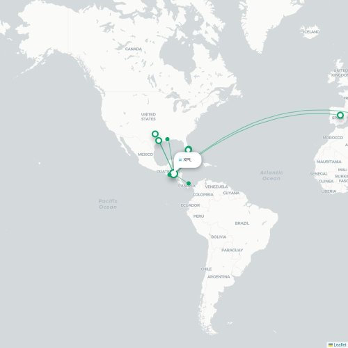 Mapa de vuelo directo Comayagua - Dallas