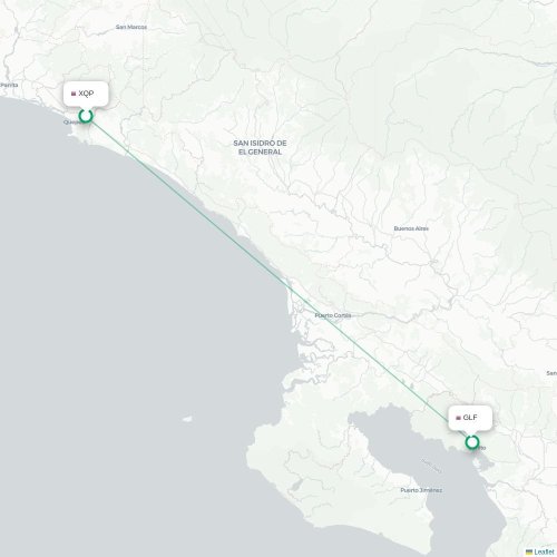 Mapa de vuelo directo Quepos - Golfito
