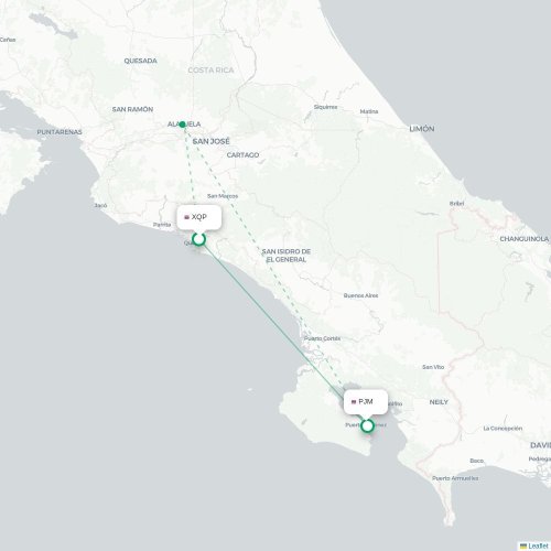 Mapa de vuelo directo Quepos - Puerto Jiménez