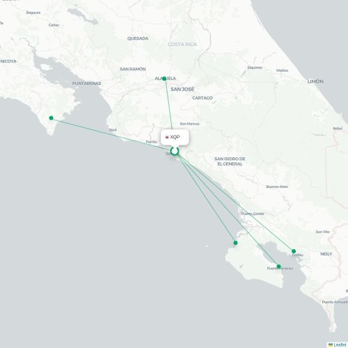 Mapa de vuelo directo Quepos - San José