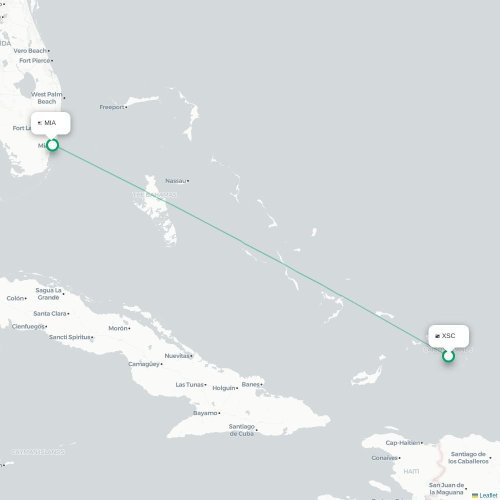 Mapa de vuelo directo Cockburn Harbour - Miami