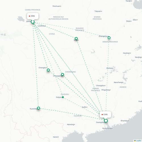 Mapa lotu bezpośredniego Xuzhou – Kanton