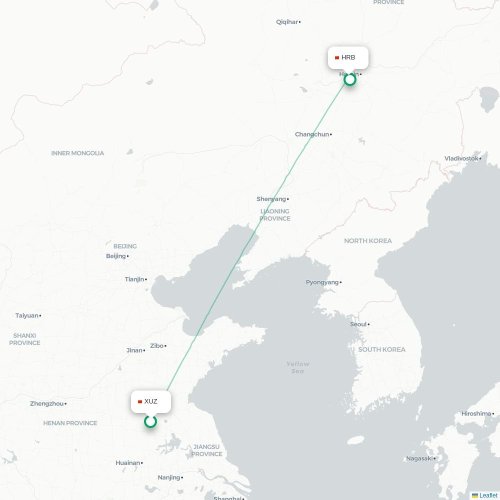 Mapa lotu bezpośredniego Xuzhou – Harbin