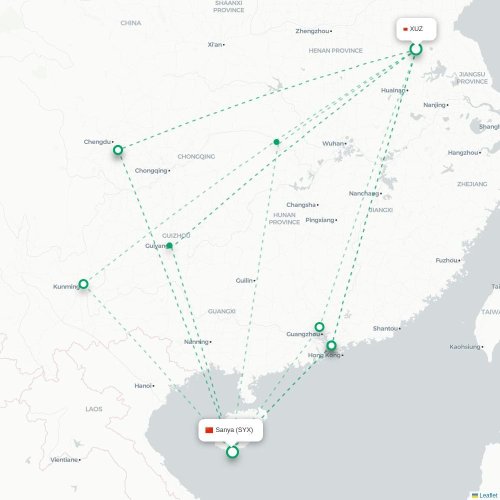 Mapa lotu bezpośredniego Xuzhou – Sanya