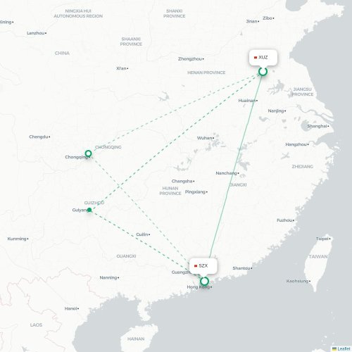 Mapa lotu bezpośredniego Xuzhou – Shenzhen