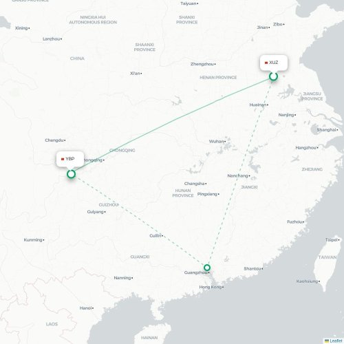 Mapa lotu bezpośredniego Xuzhou – Yibin