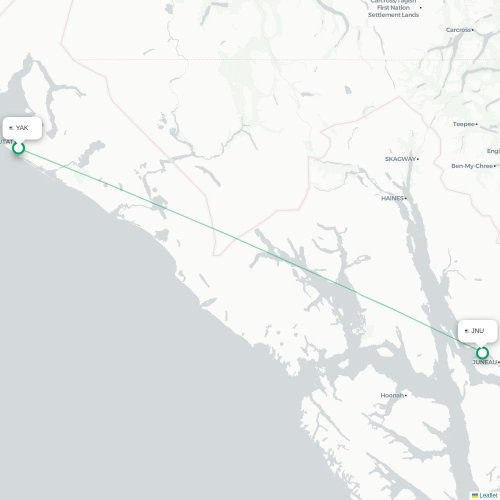 Mapa lotu bezpośredniego Yakutat – Juneau