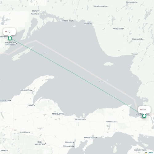 Mapa lotu bezpośredniego Sault Ste Marie – Thunder Bay
