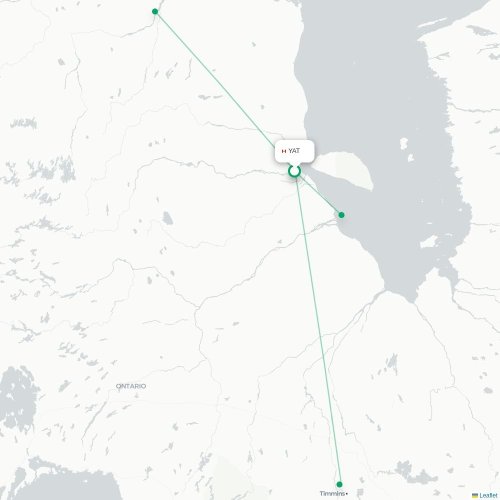 Mapa lotu bezpośredniego Attawapiskat – Peawanuck