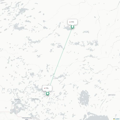 Mapa lotu bezpośredniego Angling Lake – Sioux Lookout