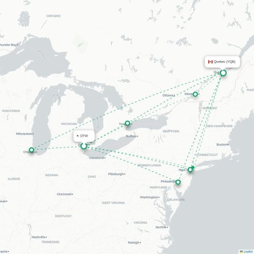 Mapa de vuelo directo Baie-Comeau - Quebec