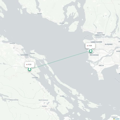 Mapa de vuelo directo Nanaimo - Vancouver