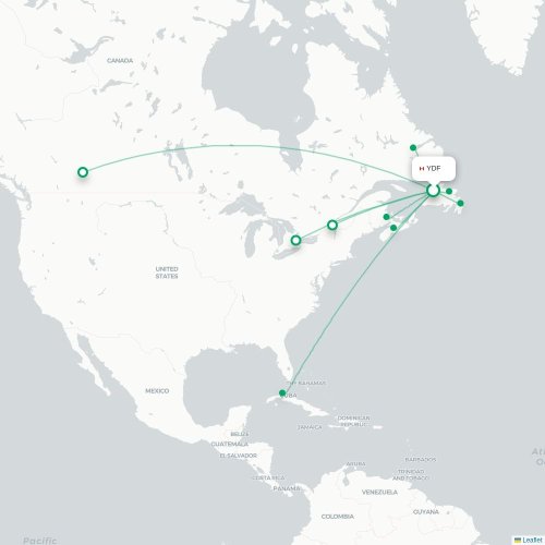 Mapa de vuelo directo Deer Lake - Halifax