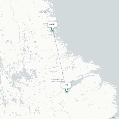 Mapa de vuelo directo Nain - Happy Valley-Goose Bay