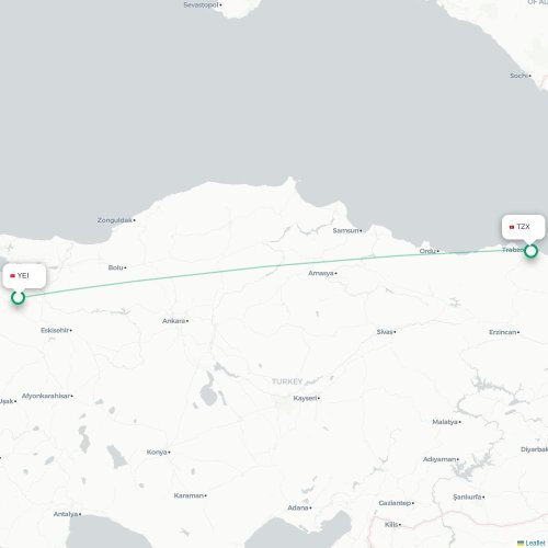 Mapa de vuelo directo Bursa - Trapisonda