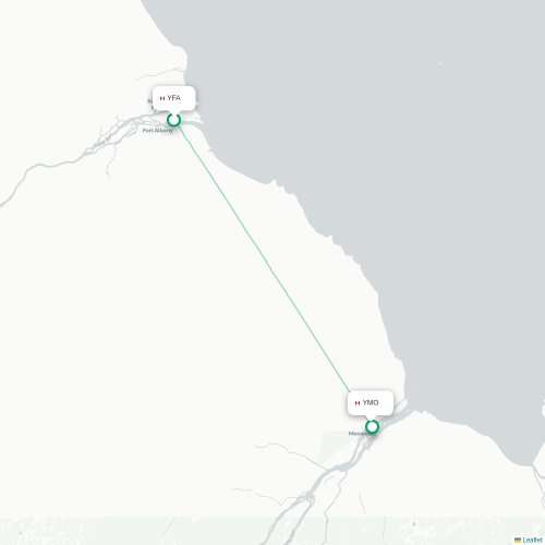 Mapa de vuelo directo Fort Albany - Moosonee