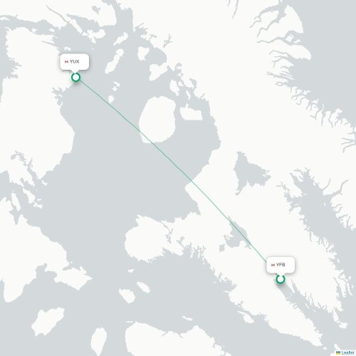 Mapa de vuelo directo Iqaluit - Hall Beach
