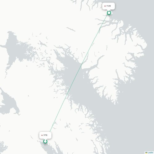 Mapa de vuelo directo Iqaluit - Qikiqtarjuaq