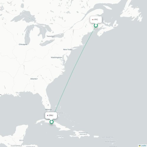 Mapa lotu bezpośredniego Fredericton – Santa Clara