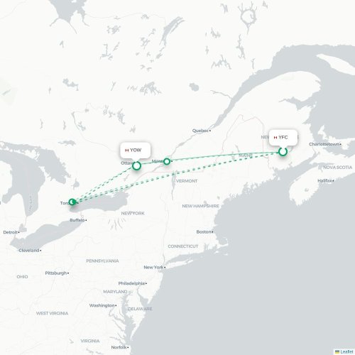 Fredericton - Ottawa kaart van rechtstreekse vlucht