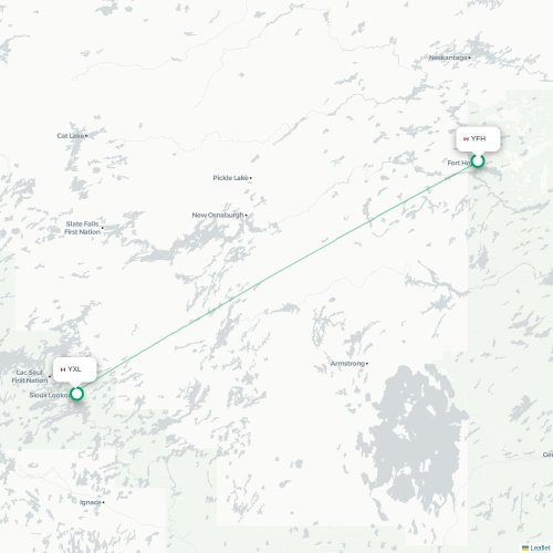 Mapa lotu bezpośredniego Fort Hope – Sioux Lookout