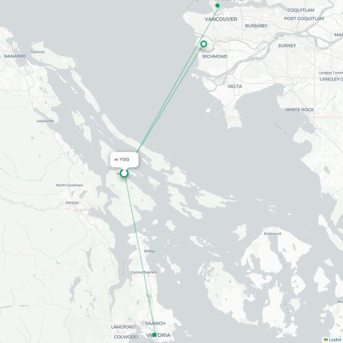 Mapa de vuelo directo Ganges - Vancouver